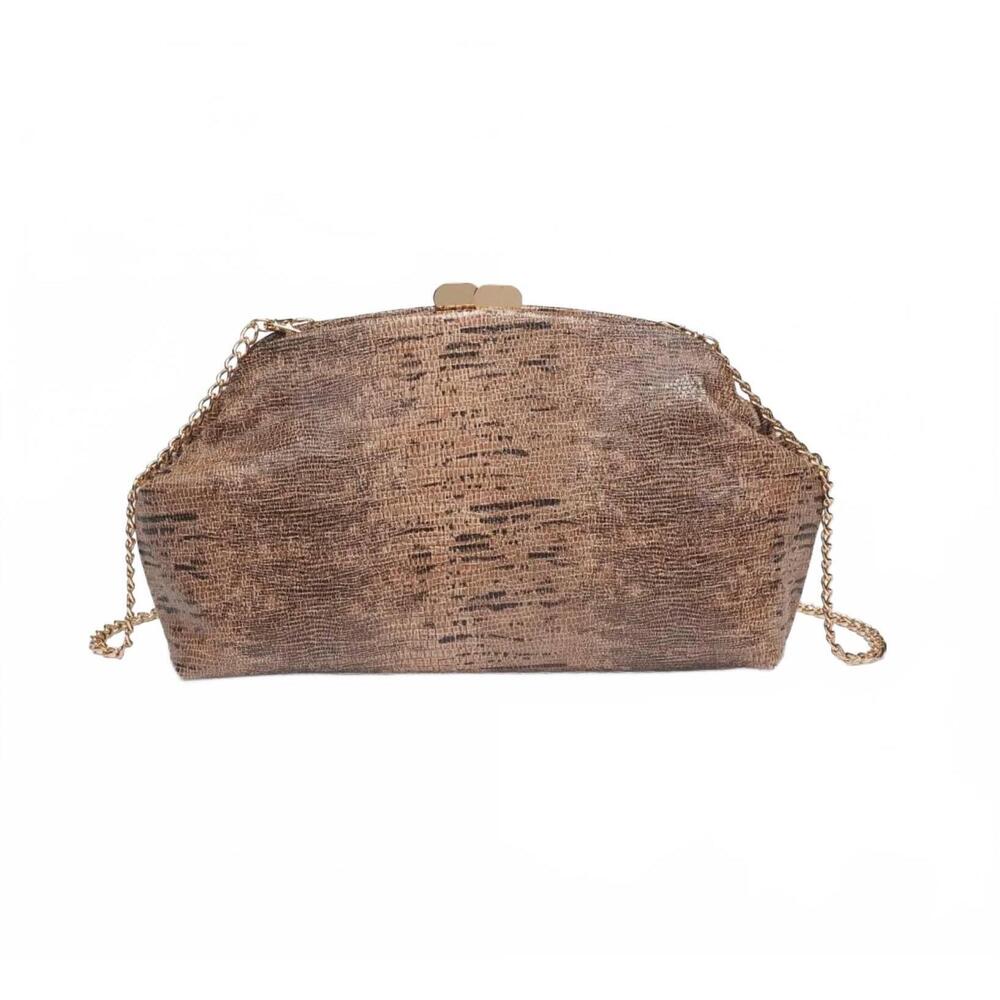 NEW M.A.B.E. women's camille clutch in brown